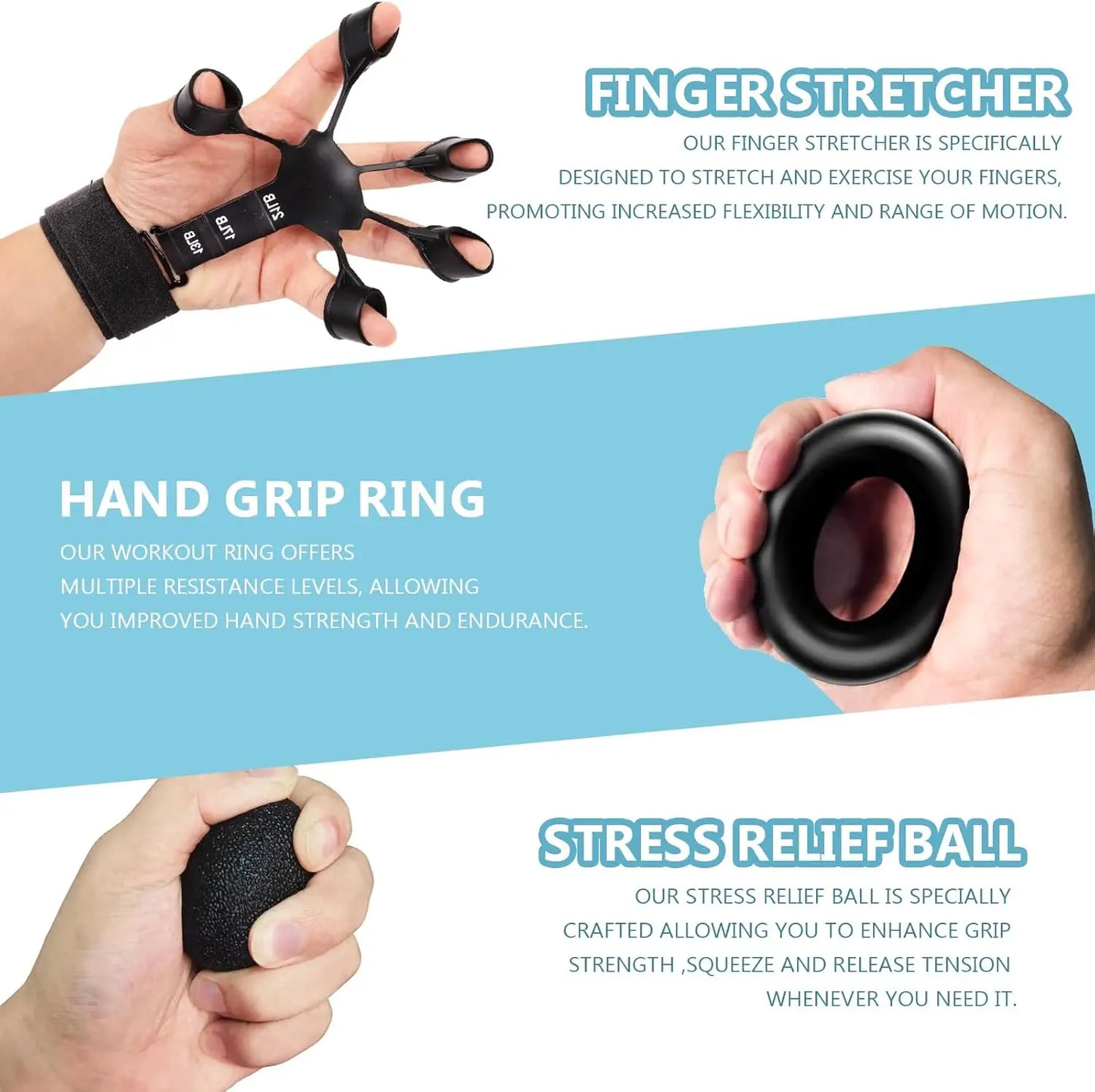 Grip Training Kit With Adjustable Hand Gripper Exercisers Stress Ball