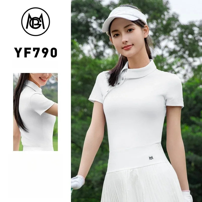 PGM Women Golf Short Sleeve T Shirt YF790 Polo Top For Outdoor Sports