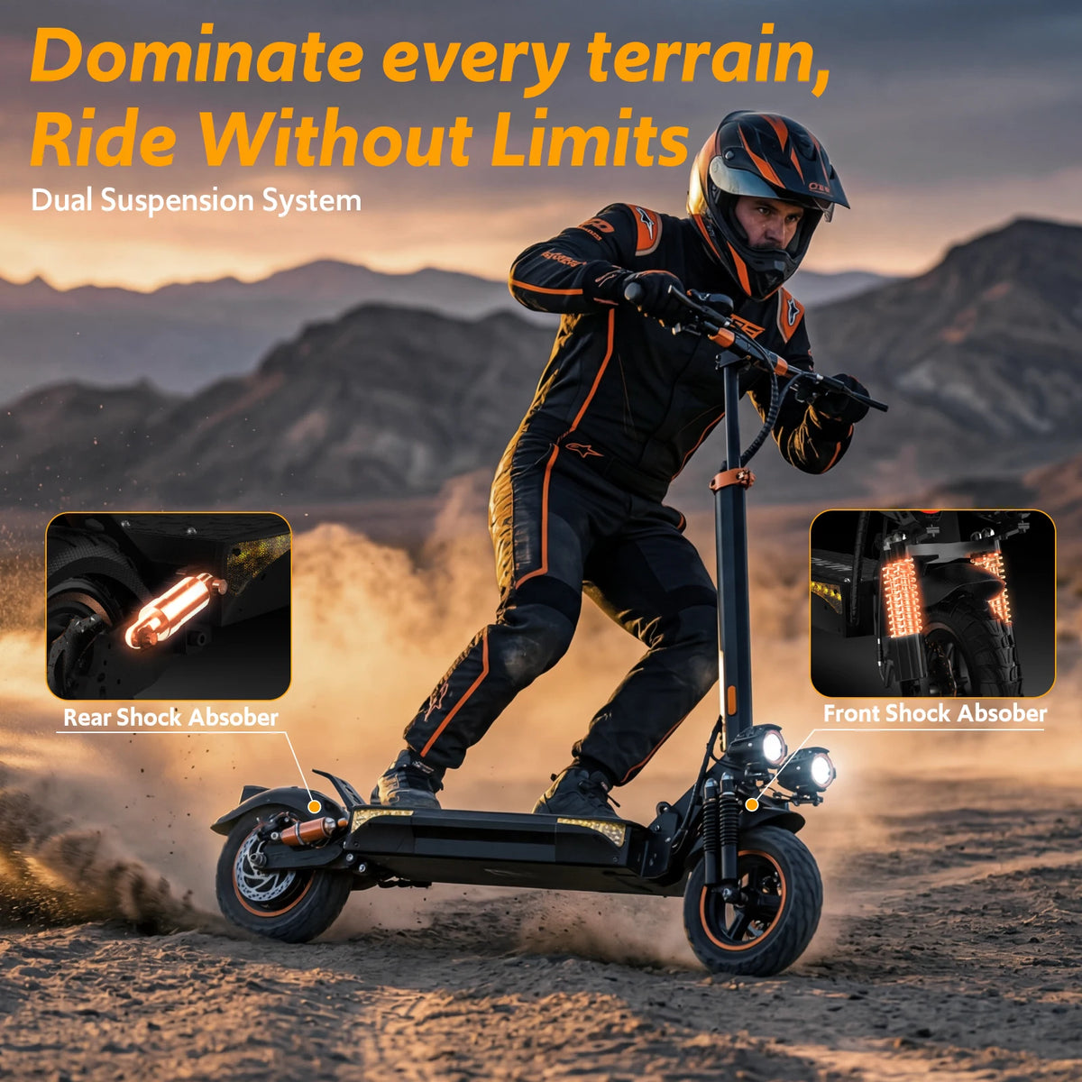 Osboo 1200W Off Road Electric Scooter With Dual Suspension and Disc Brakes