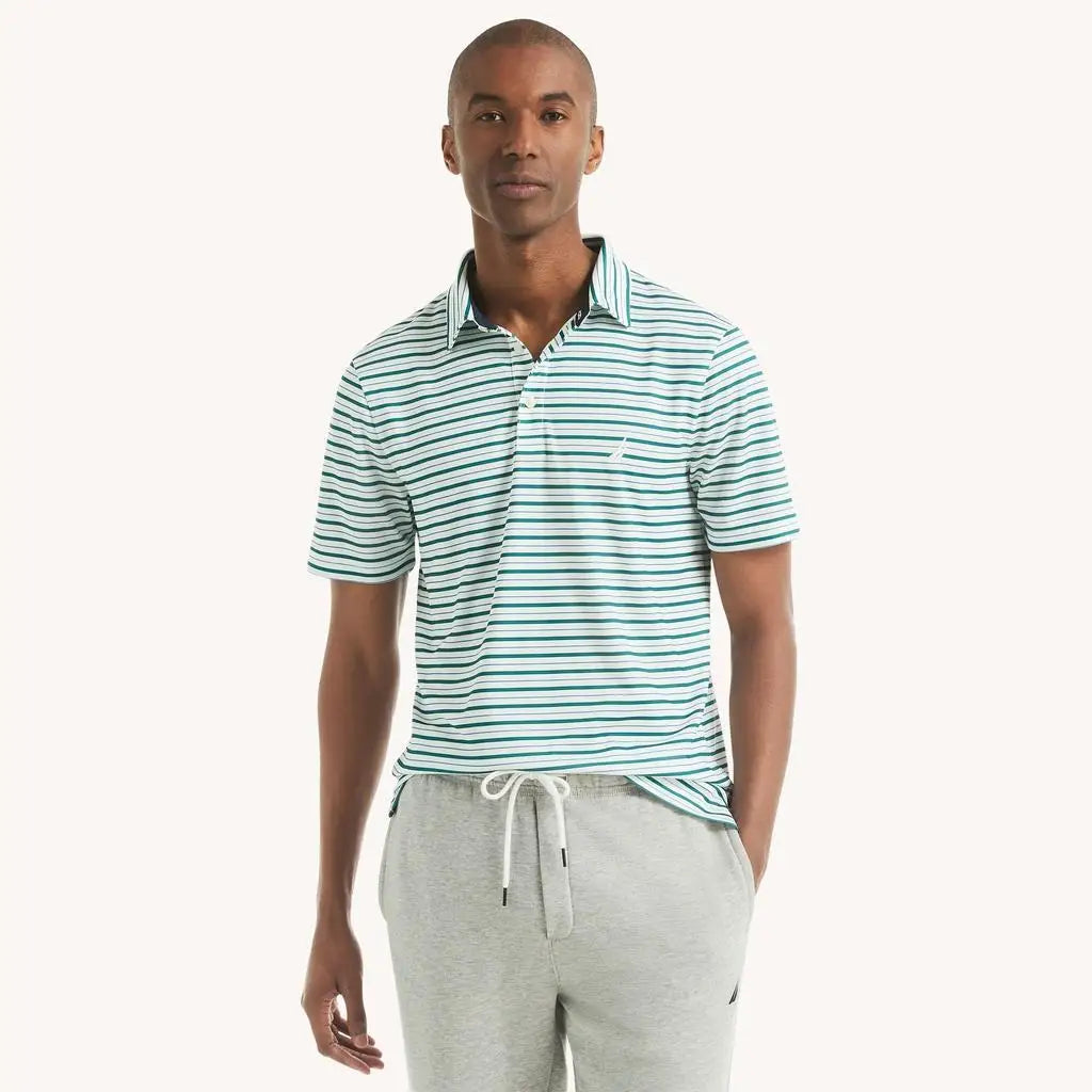 Nautica Men's Slim Fit Striped Golf Polo Shirt Casual Sportswear