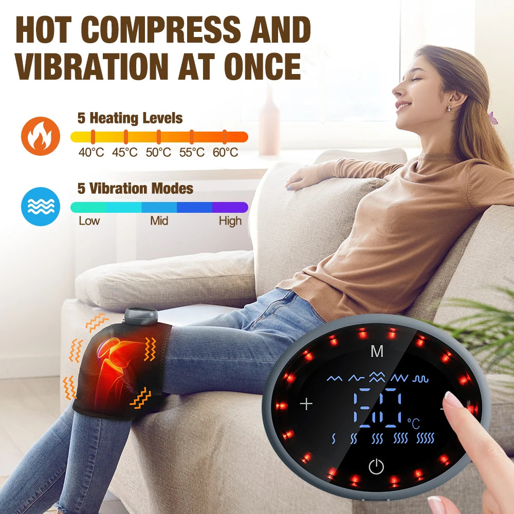 Hailicare Heated Vibration Knee Massager With Hot Compress Therapy