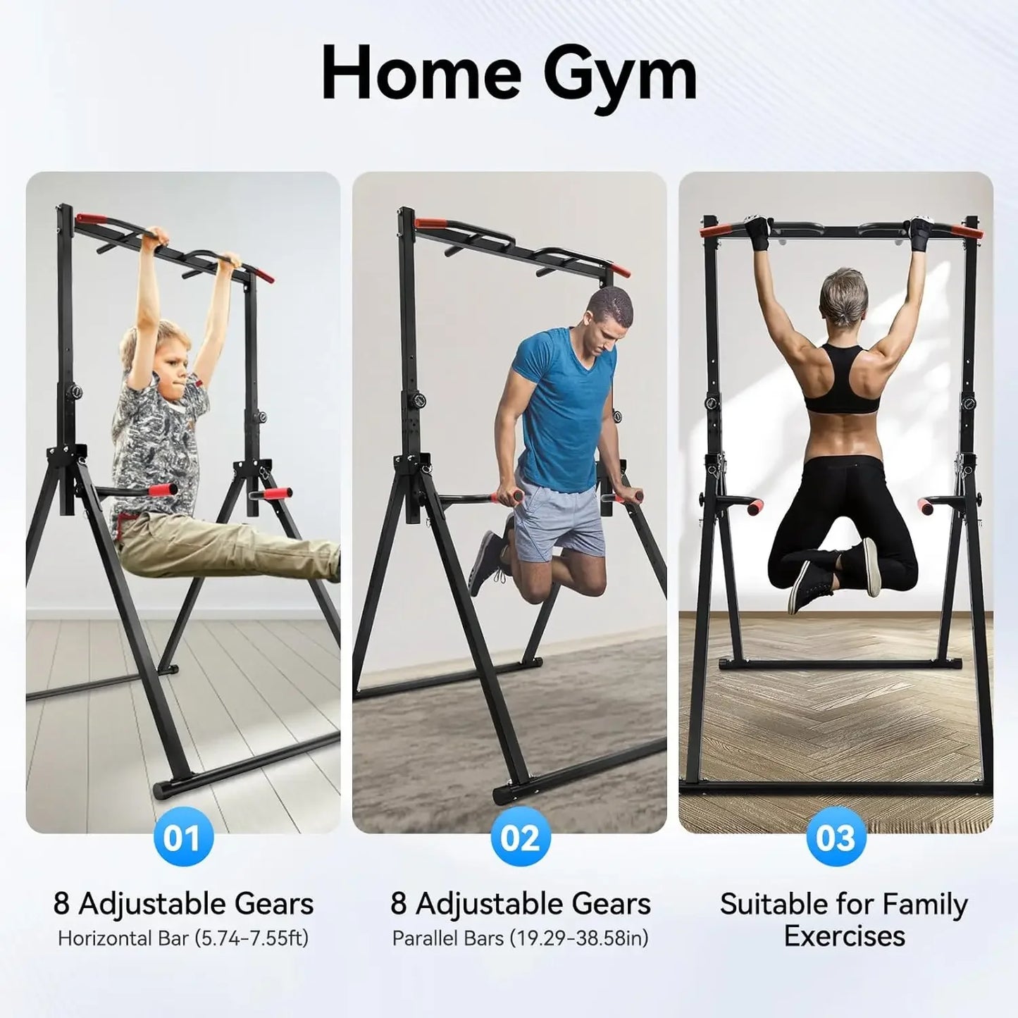 Pull Up Bar Dip Bar Power Tower Height Adjustable For Home Gym Free Standing