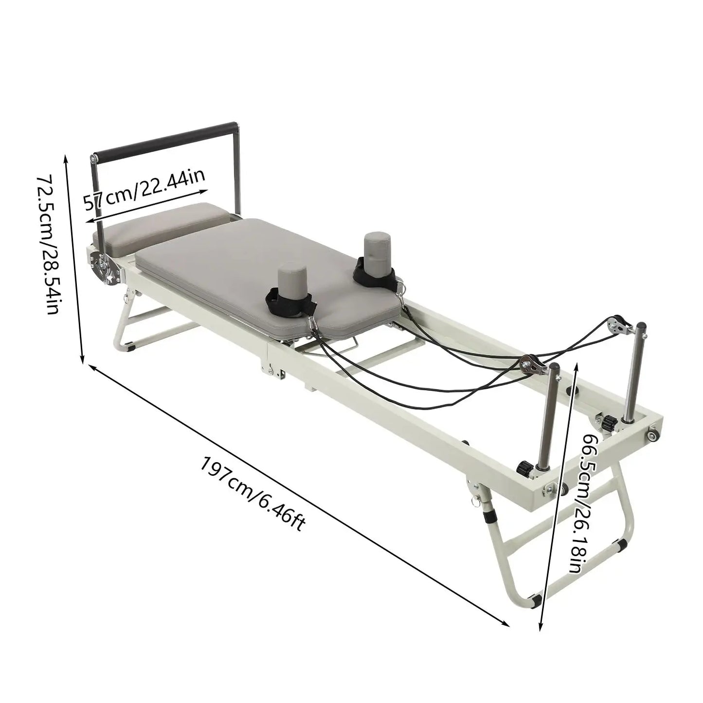 Pilates Reformer Foldable Home Use Machine With Dual Springs And Cords