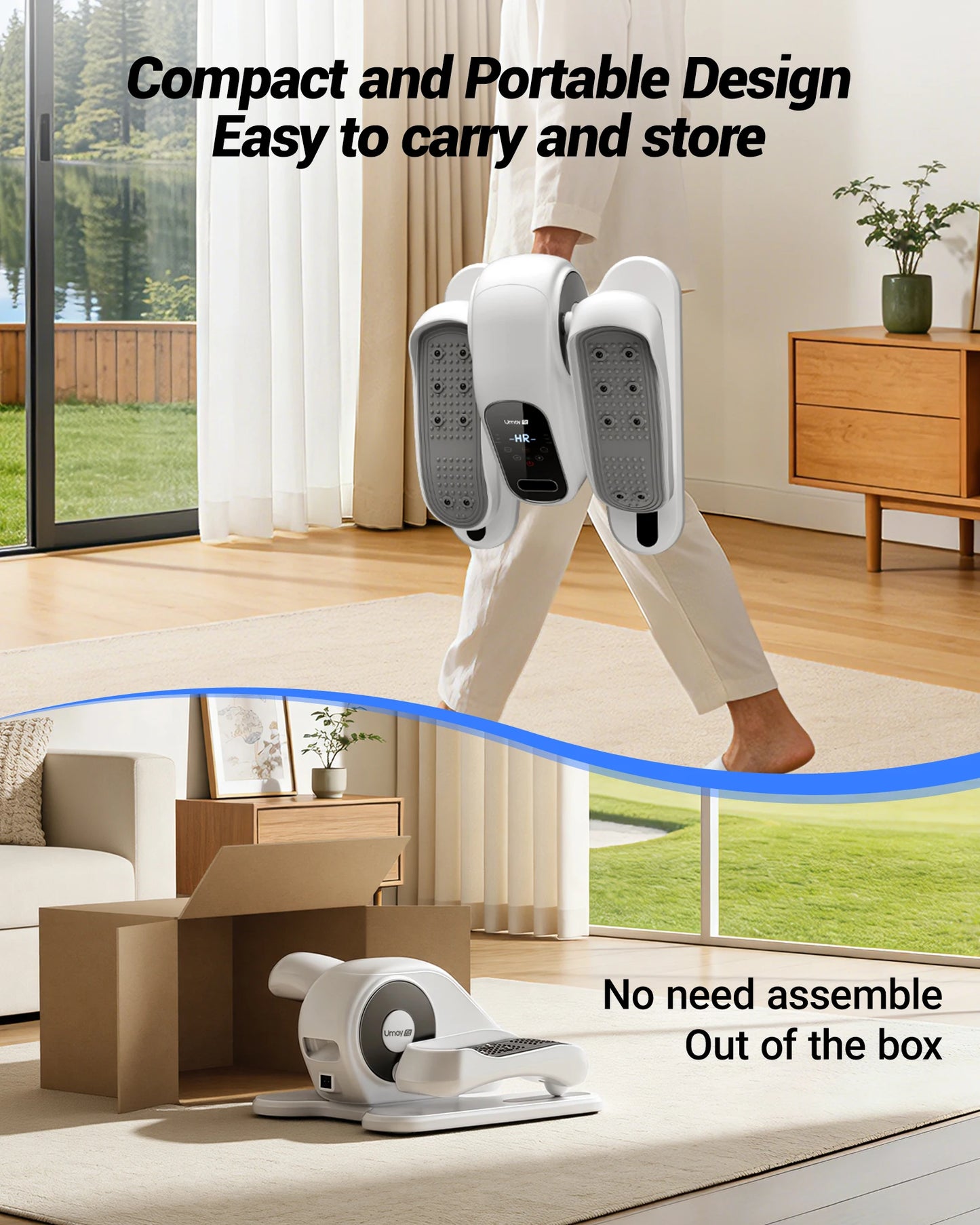 UMAY Compact Under Desk Electric Elliptical Machine With 12 Speed Remote Control