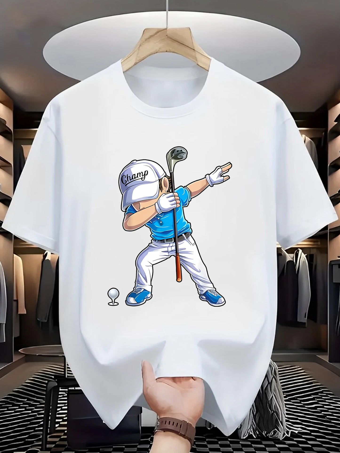 Qibdao Mens 100 Percent Cotton Summer Golf Pattern T Shirt