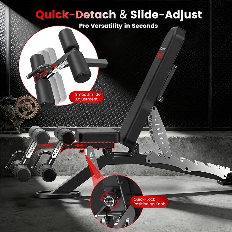 Pooboo Adjustable Weight Bench for Full Body Strength Training