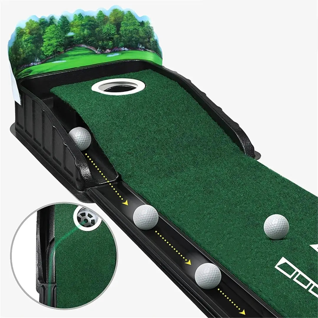 Portable Golf Practice Mat With Automatic Ball Return System