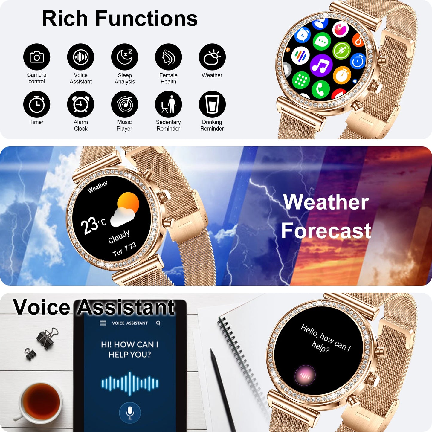 INNOFOVO Touchscreen Smartwatch With Wireless Calls And Fitness Features