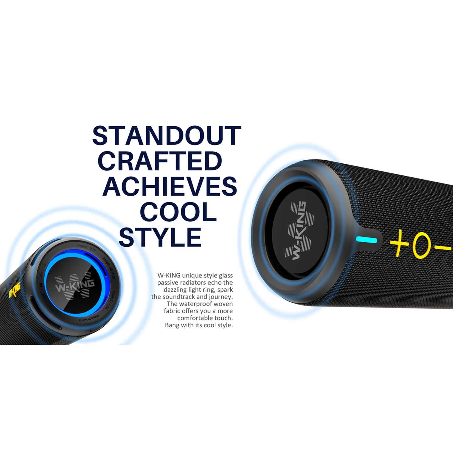 W-King D320 40W Portable Bluetooth Speaker With IP67 Waterproof Lights