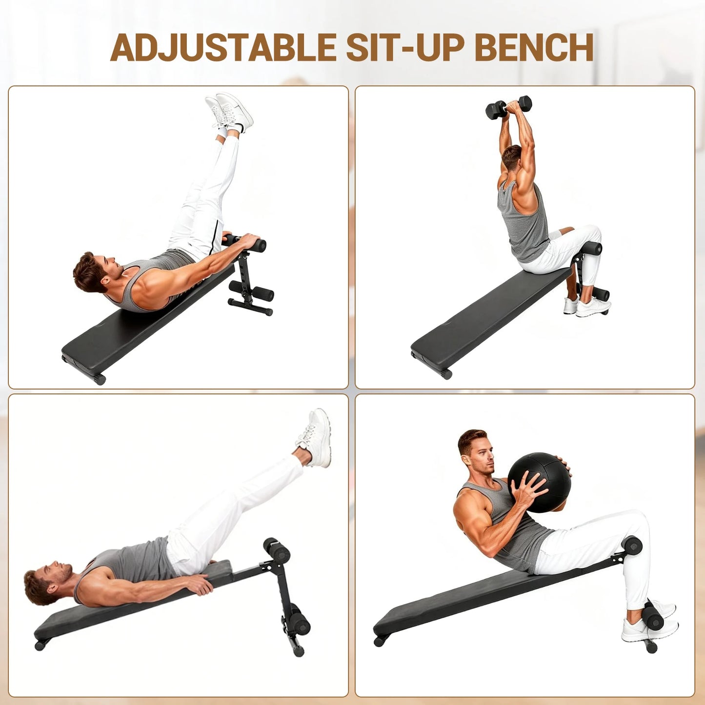 HiMISS Sit Up Bench Folding Adjustable Workout Bench For Ab Exercise 220 LBS