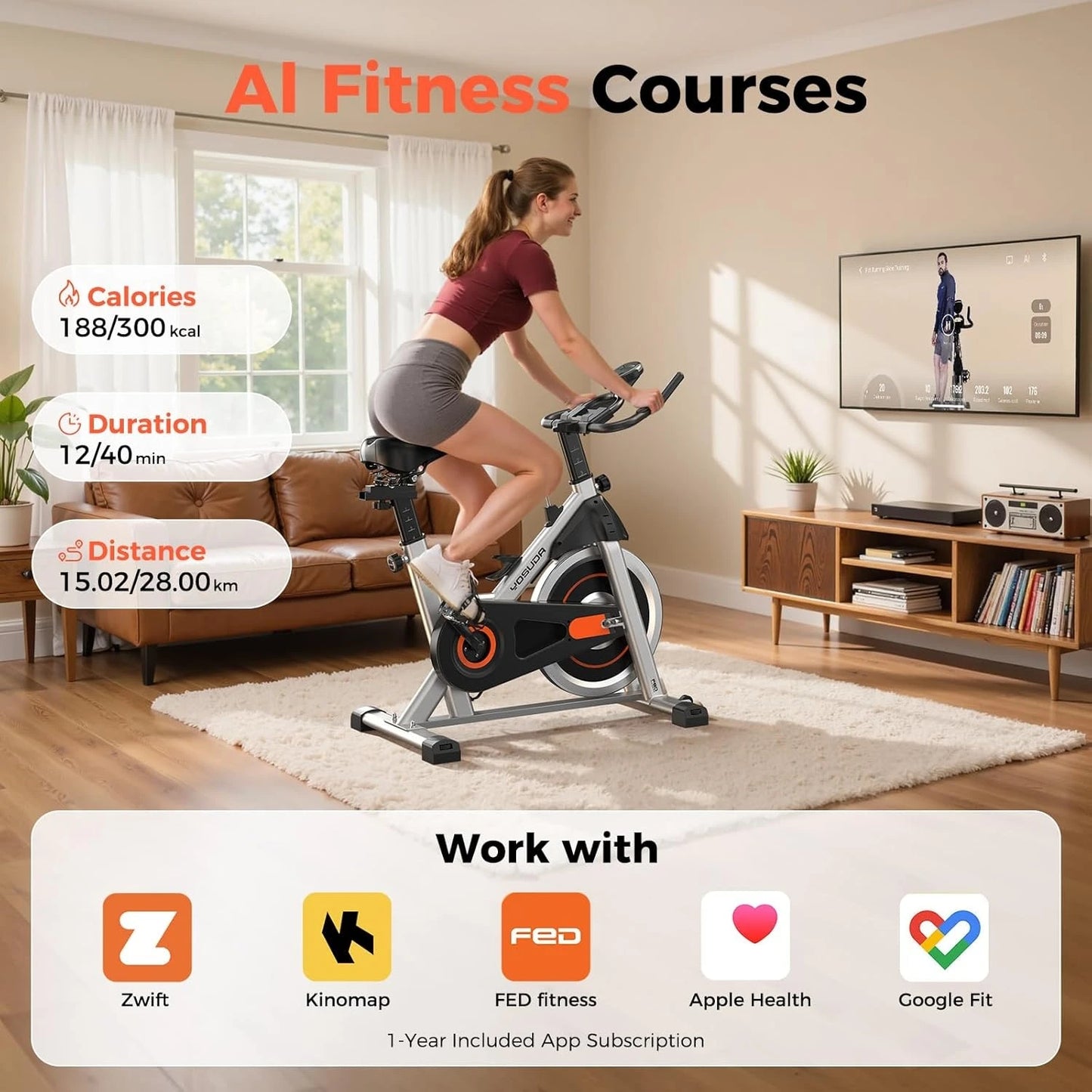 YOSUDA Magnetic Indoor Cycling Bike With Exclusive App And 300 Pounds Capacity
