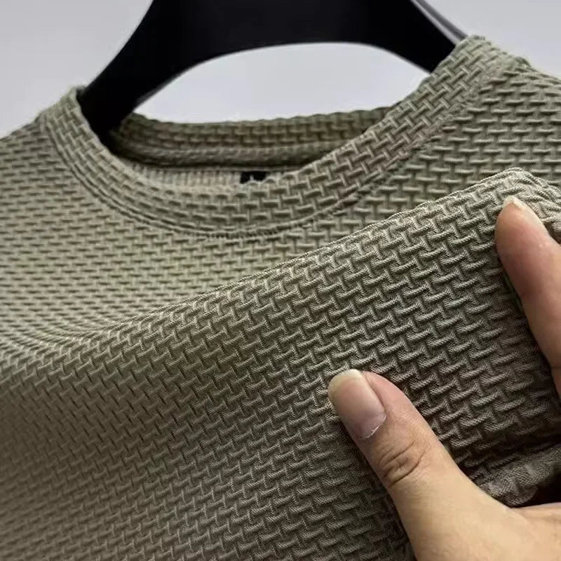 Men's Round Neck Short Sleeve T-Shirt Breathable Wrinkle Resistant Top
