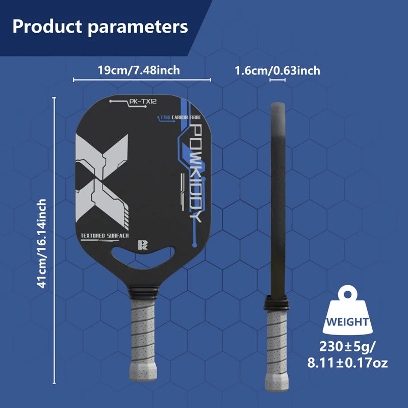 Powkiddy T700 Carbon Fiber Pickleball Paddle With Aero Throat
