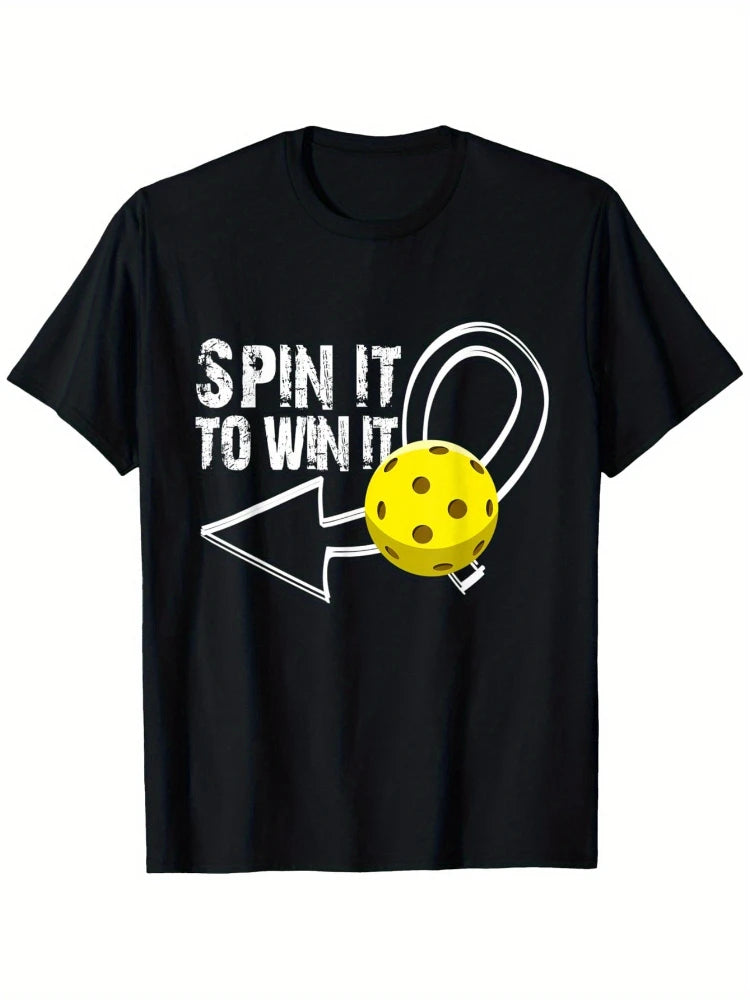 Spin It To Win It Pickleball T Shirt For Men Breathable Graphic Design