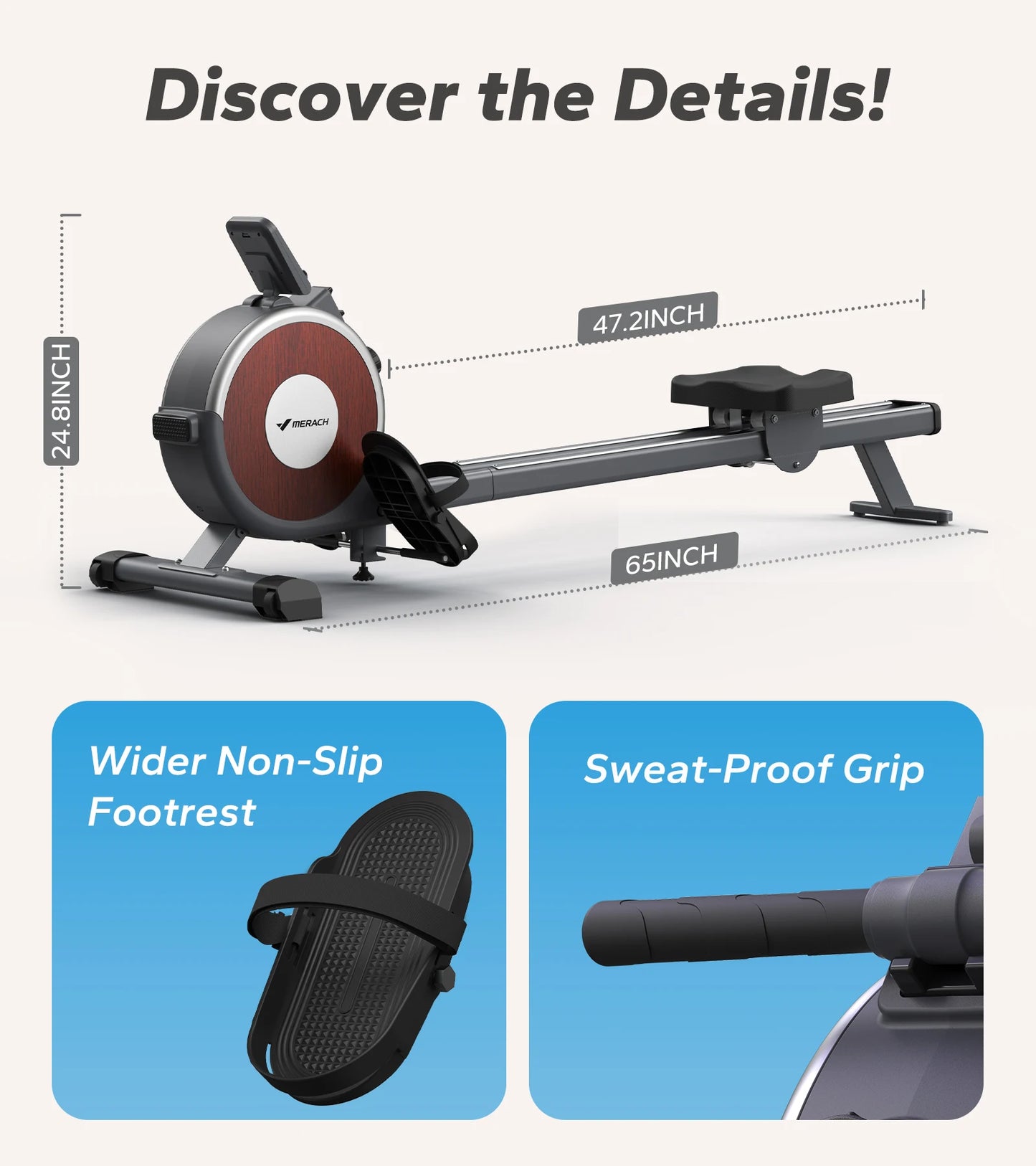 MERACH Magnetic Rowing Machine With 16 Levels Resistance