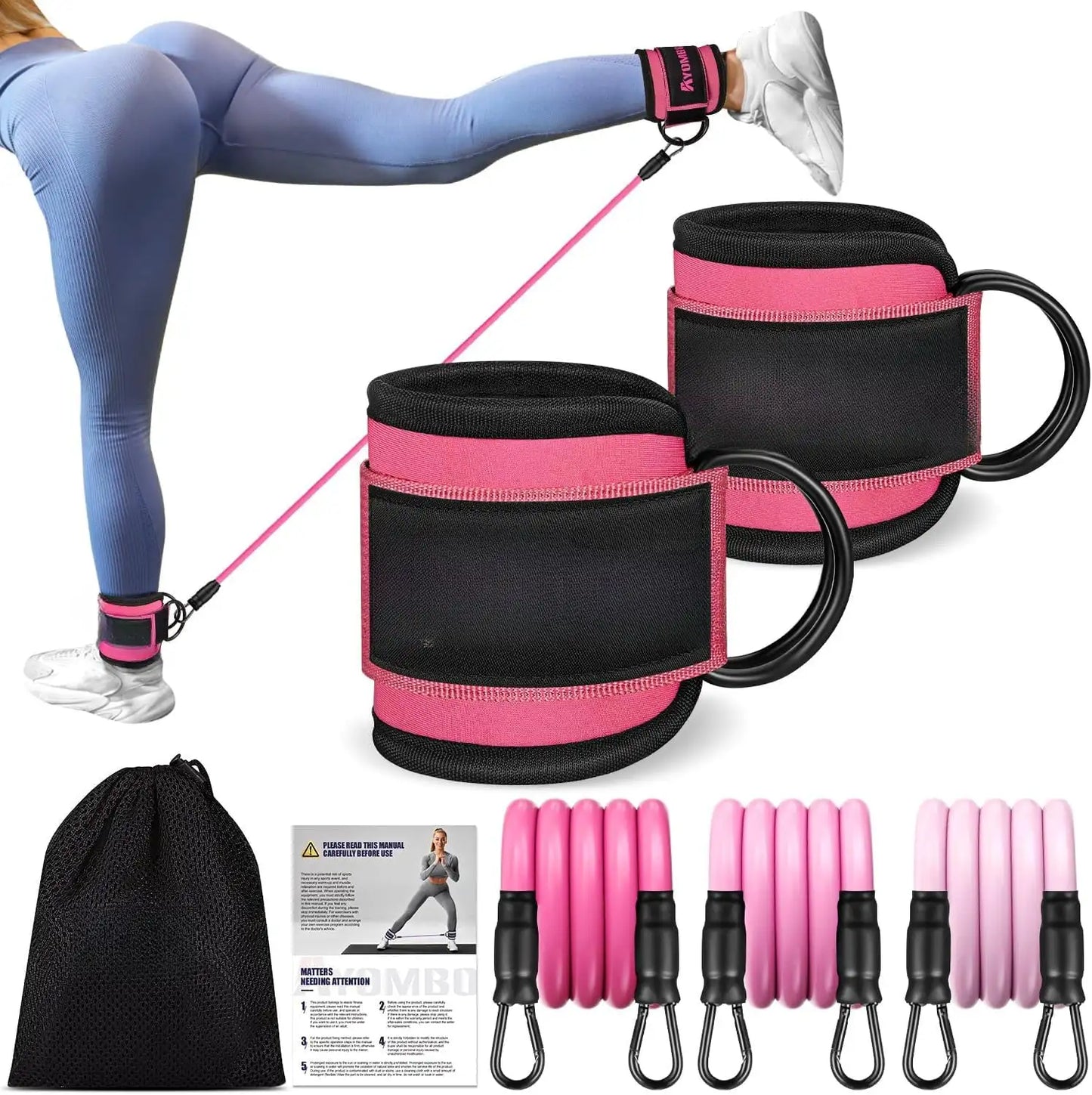 Ankle Resistance Bands Portable Set For Leg Strength Home Gym