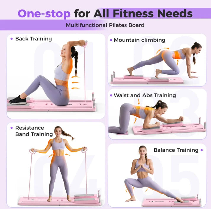 5 In 1 Folding Pilates Board Reformer For Home Use