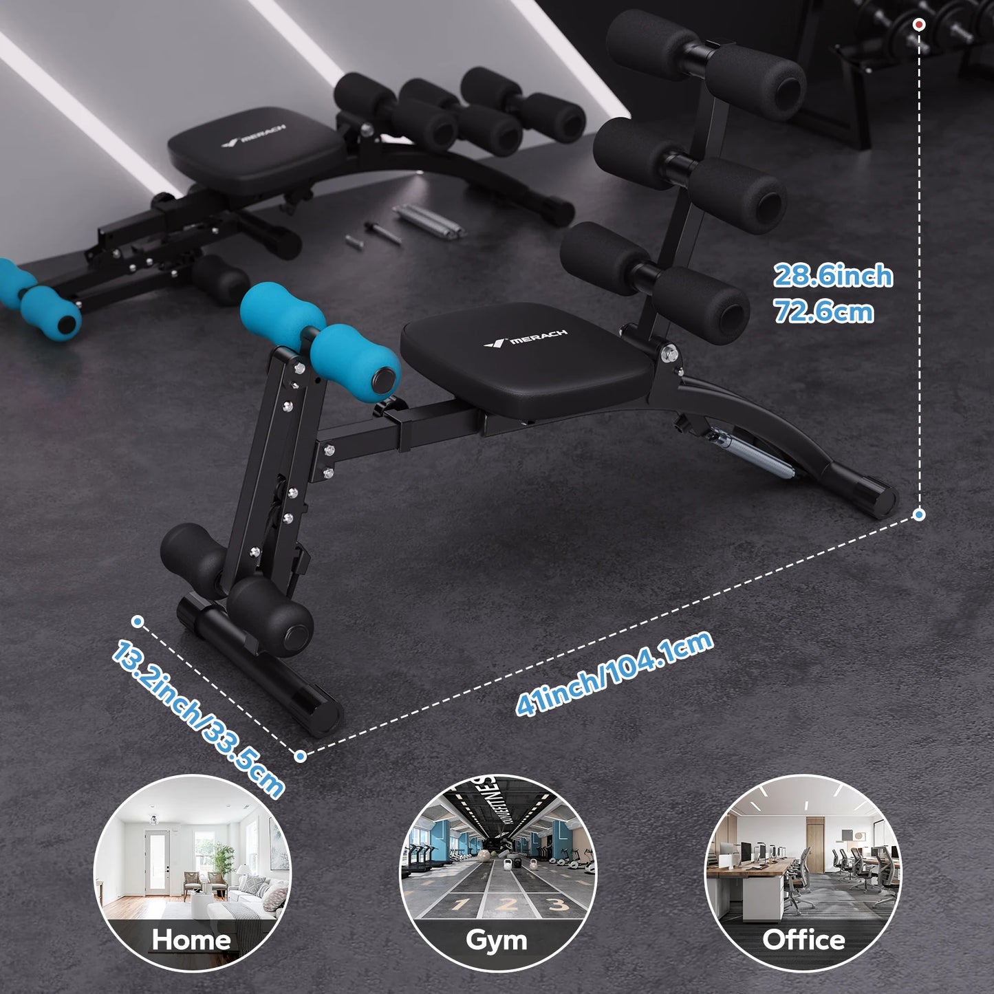 MERACH Ab Machine Multi Functional Adjustable Sit Up Bench For Home Gym