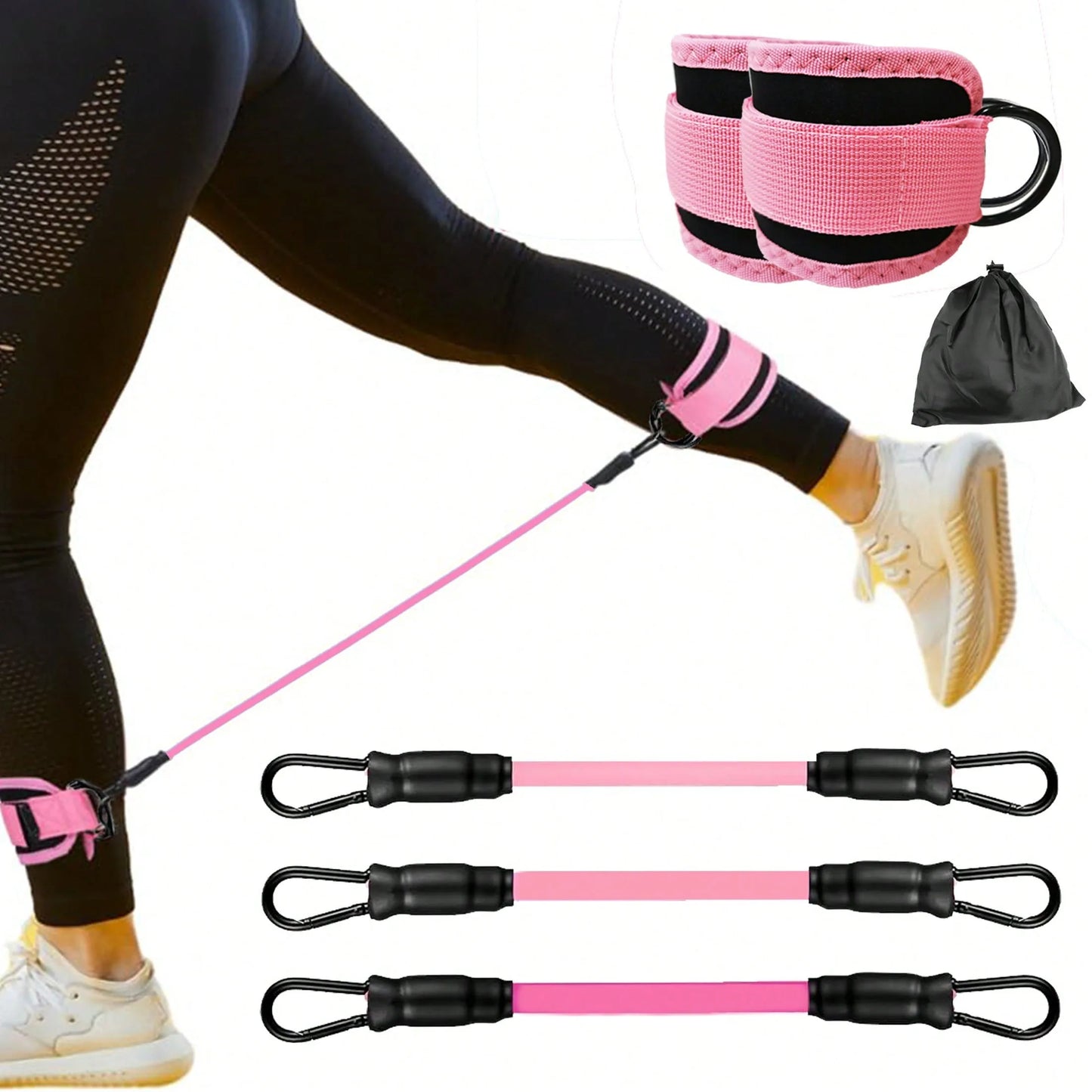 Ankle Resistance Bands Portable Set For Leg Strength Home Gym