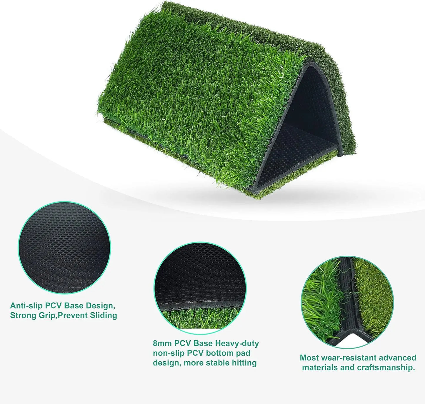 Golf Hitting Mat Thickened Practice Turf With Non Slip Back