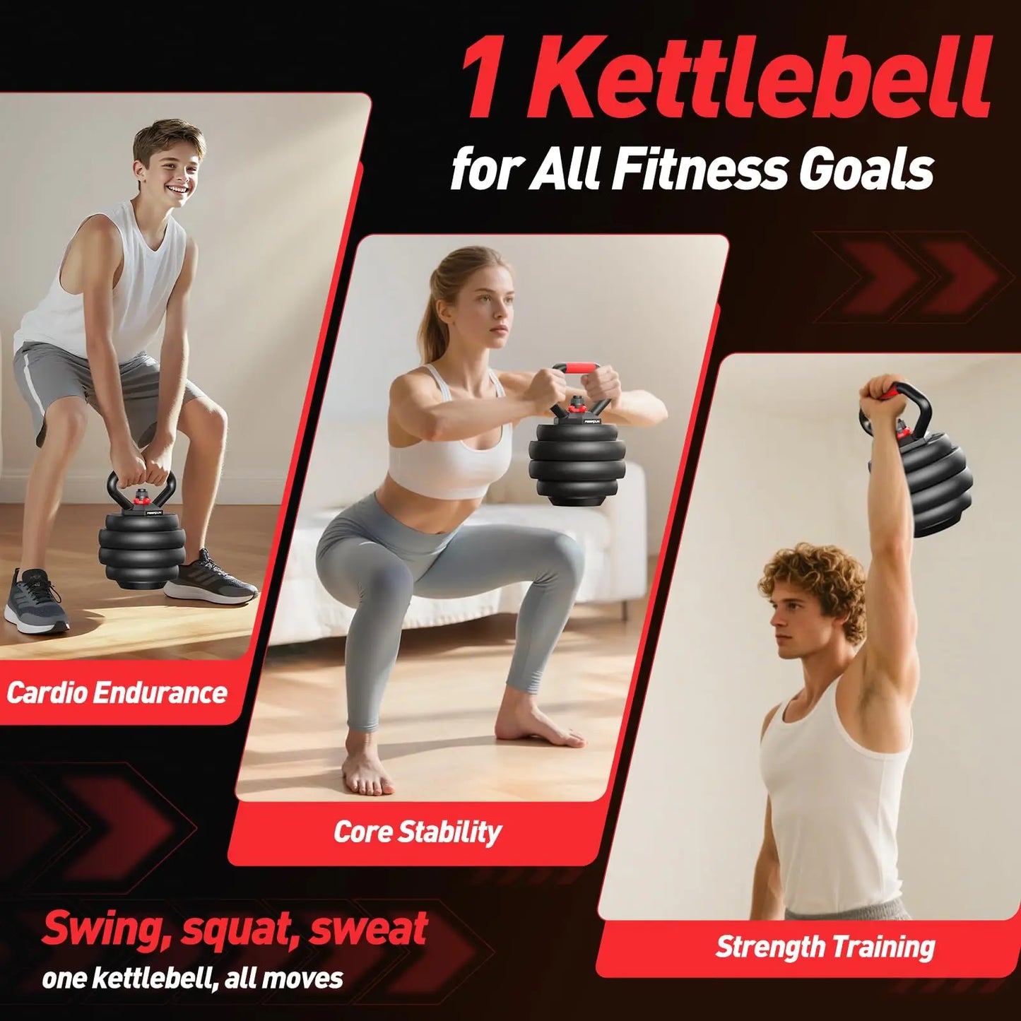 FED Fitness Adjustable 5 In 1 Dumbbell Barbell Kettlebell Stand
