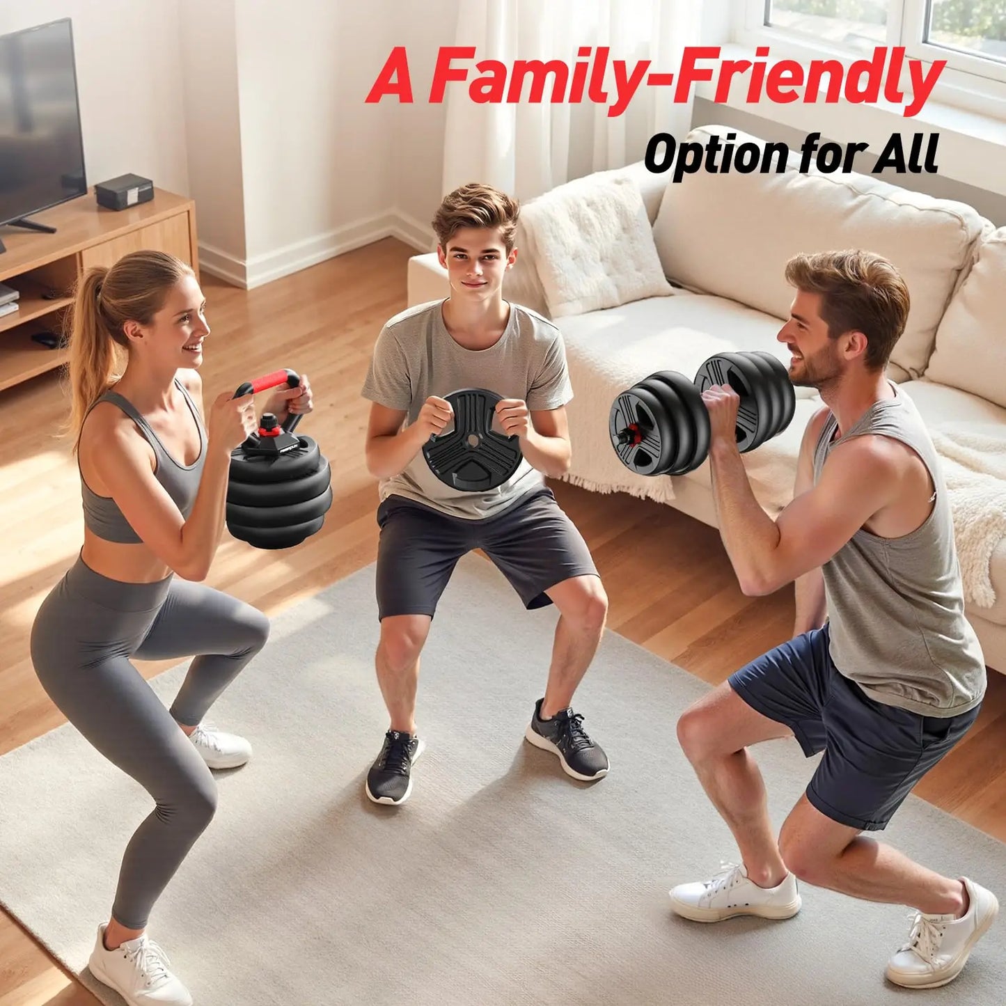 FED Fitness Adjustable 5 In 1 Dumbbell Barbell Kettlebell Stand