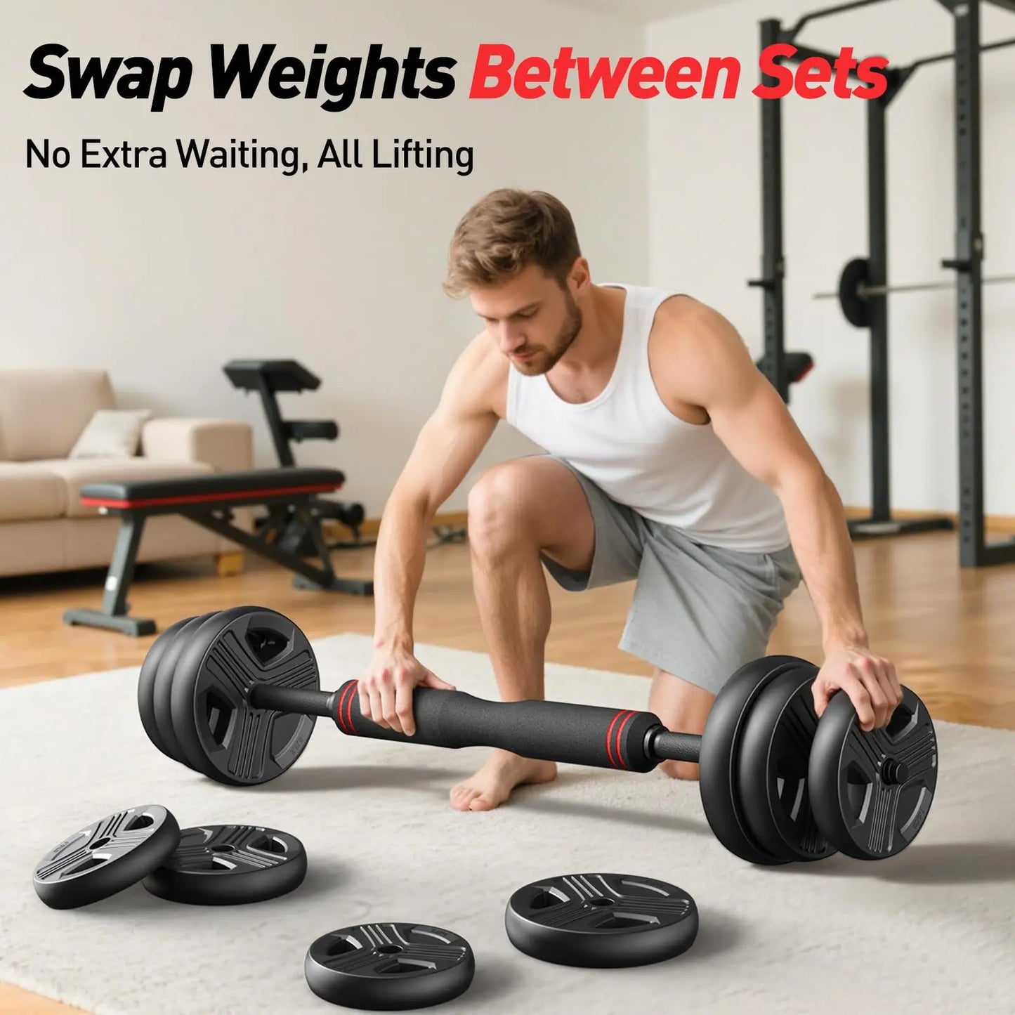 FED Fitness Adjustable 5 In 1 Dumbbell Barbell Kettlebell Stand