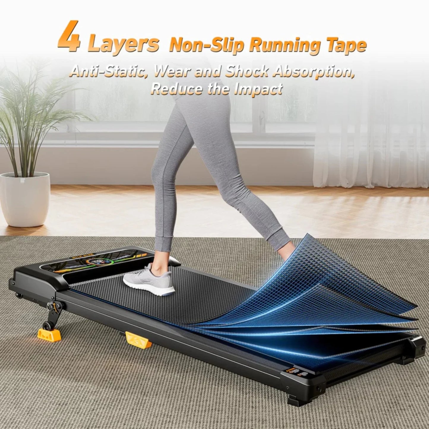 Portable Incline Walking Pad Under Desk Treadmill 330lb Capacity 2.5HP