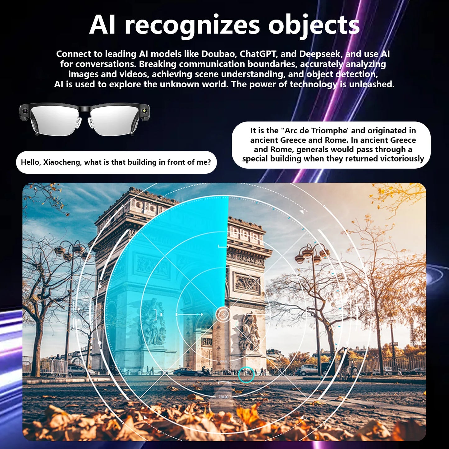 Smart AI Glasses With ChatGPT 8MP Camera Real Time Translation