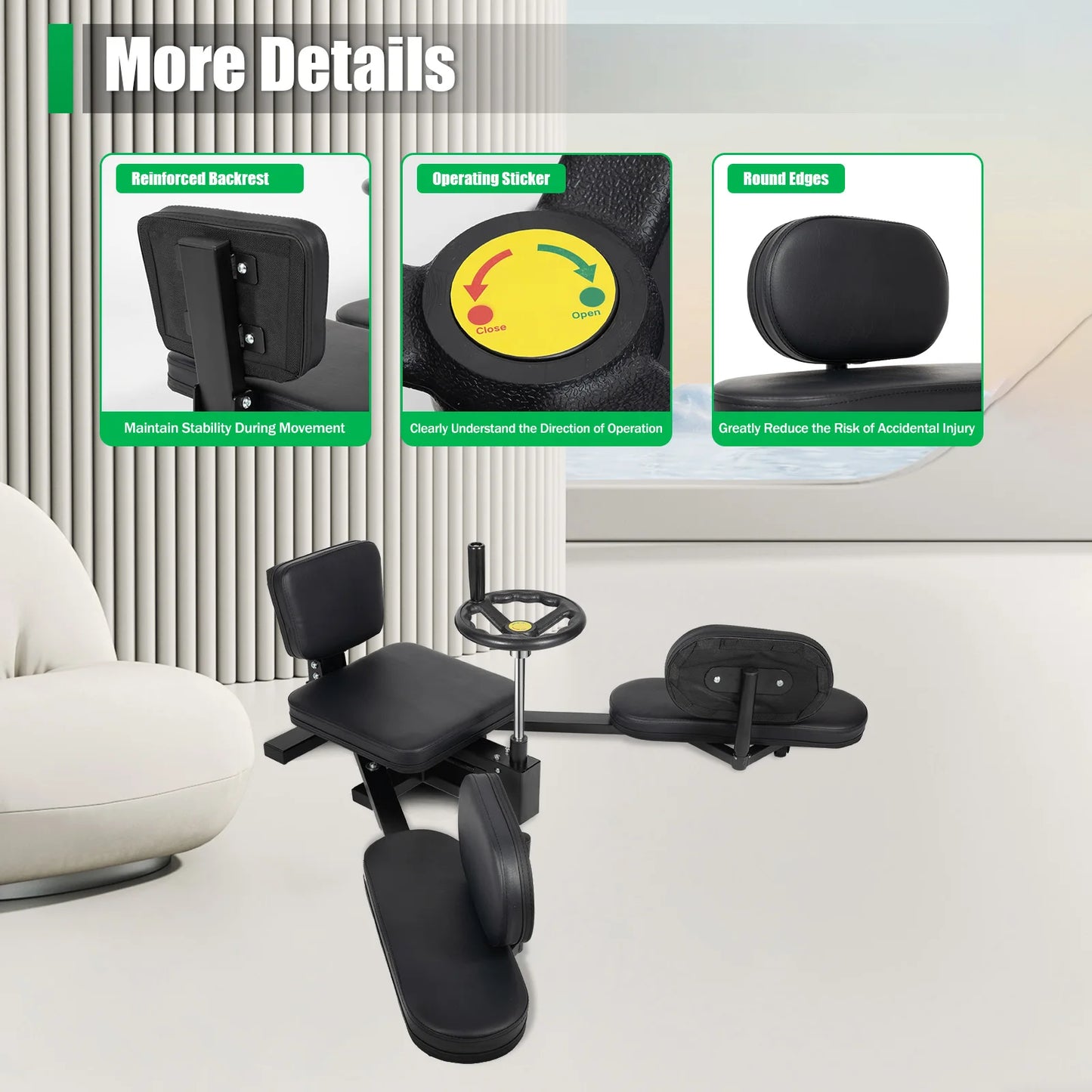 Leg Stretcher Machine Split Trainer With Backrest For Home Gym
