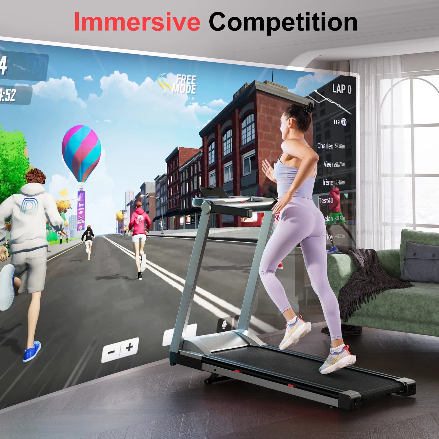 Superun Foldable Incline Treadmill With Touch Screen And Smart App 350LBS