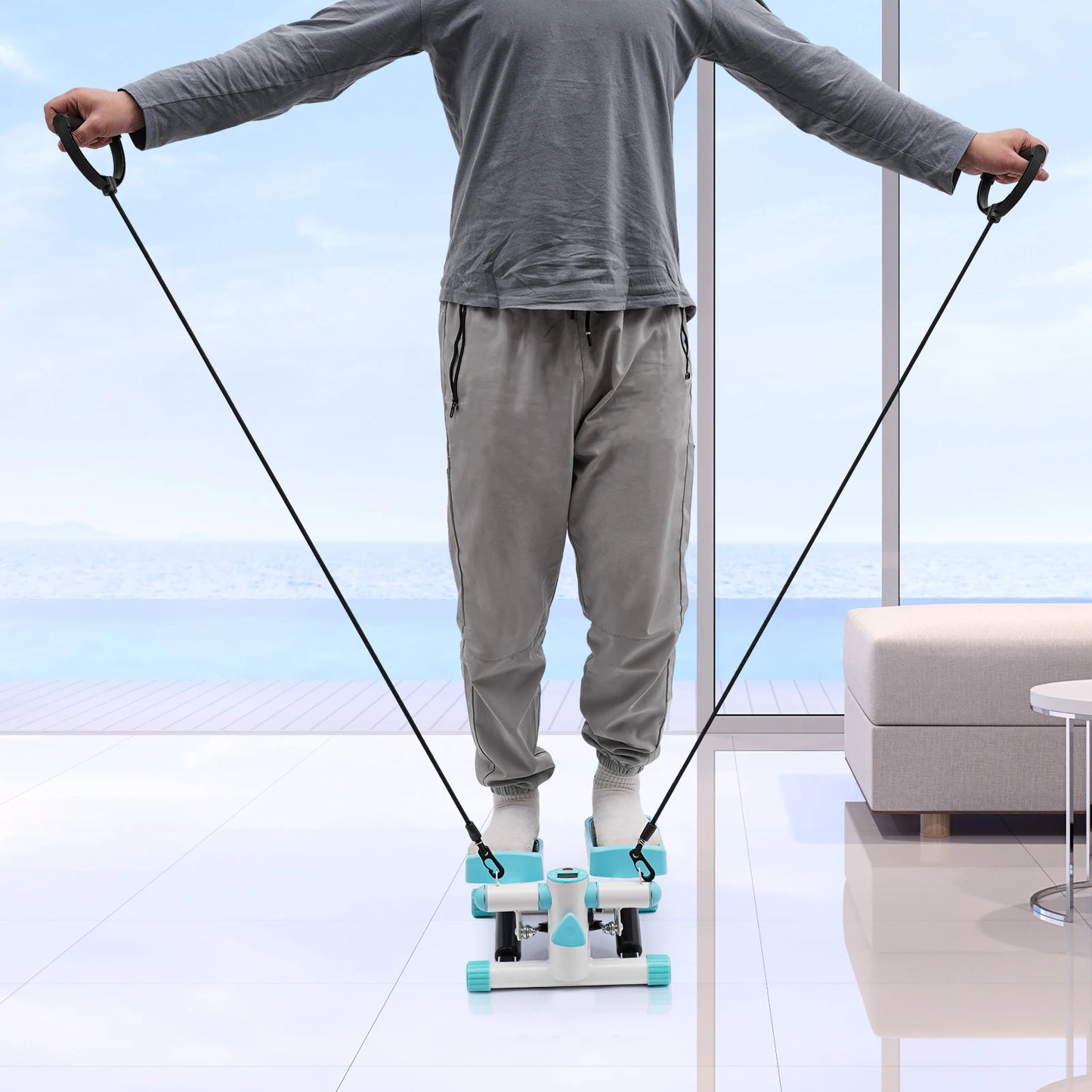 Compact Hydraulic Stepper With Resistance Bands For Home Use