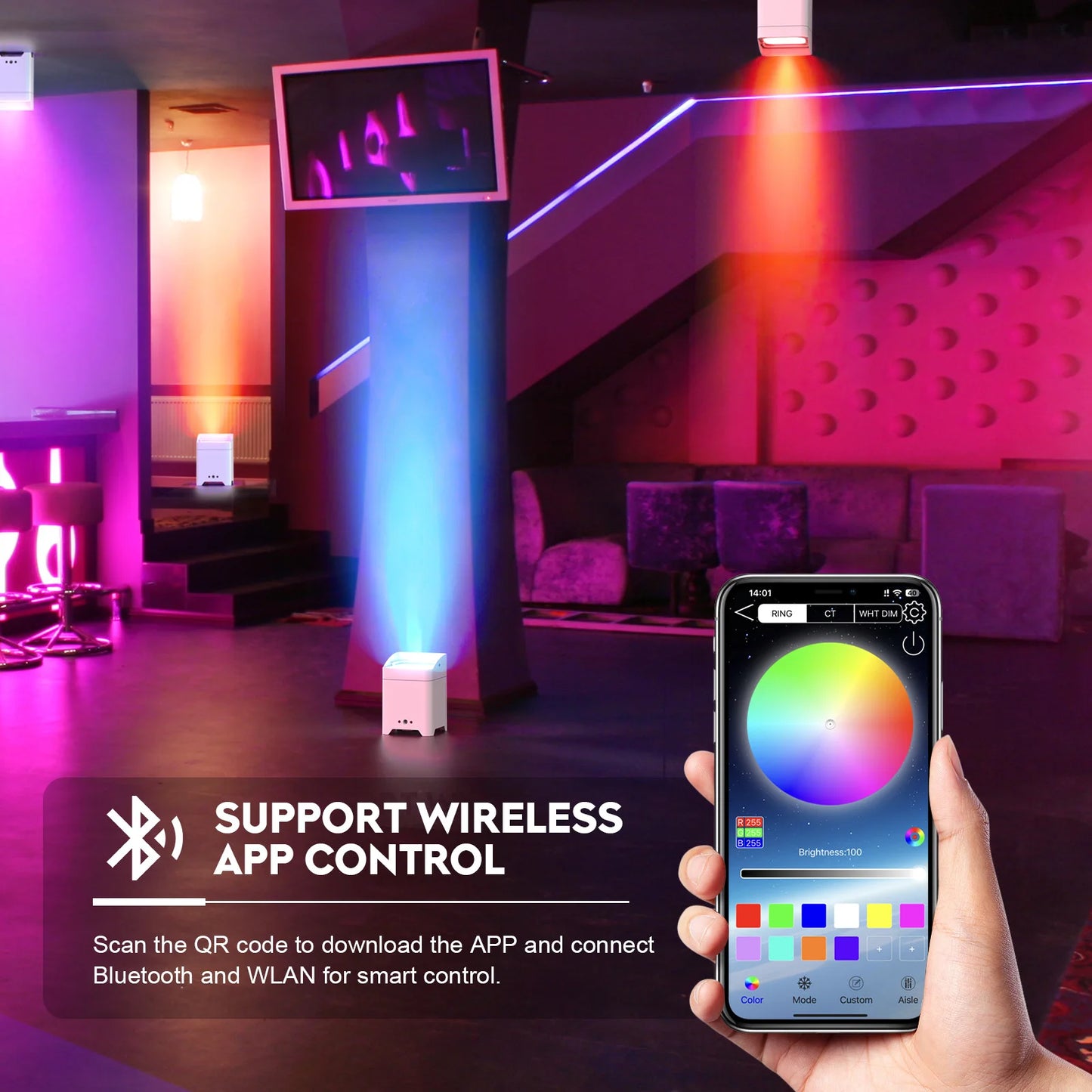 U'King RGBWA UV LED Par Light DMX Stage Light Wireless