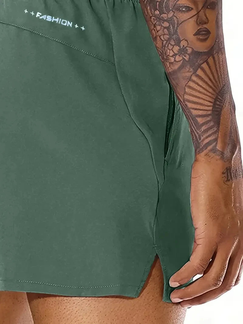 Men's Summer Beach Shorts Elastic Waist Pockets Lightweight Polyester