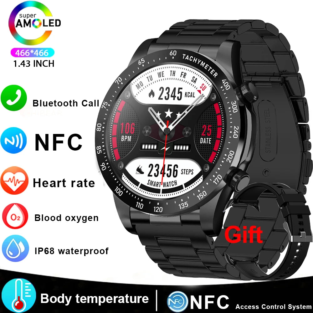 Smart Watch Men AMOLED Bluetooth Fitness Tracker With Heart Rate