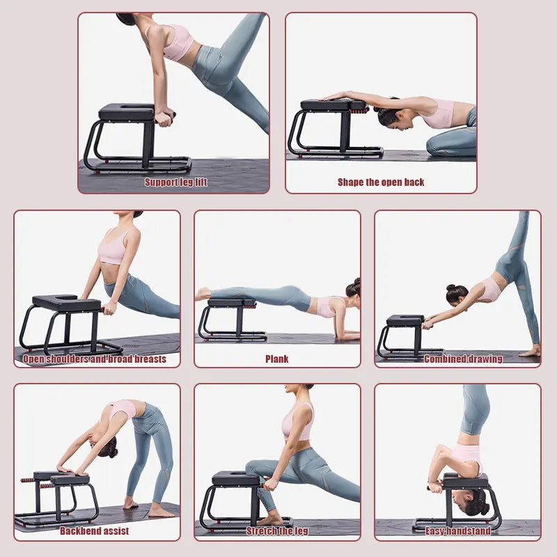 KBQ Inverted Stool Yoga Chair for Balance Training and Headrest