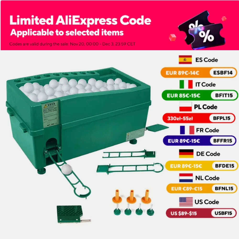 Automatic Golf Ball Dispenser Machine With Foldable Track Holder