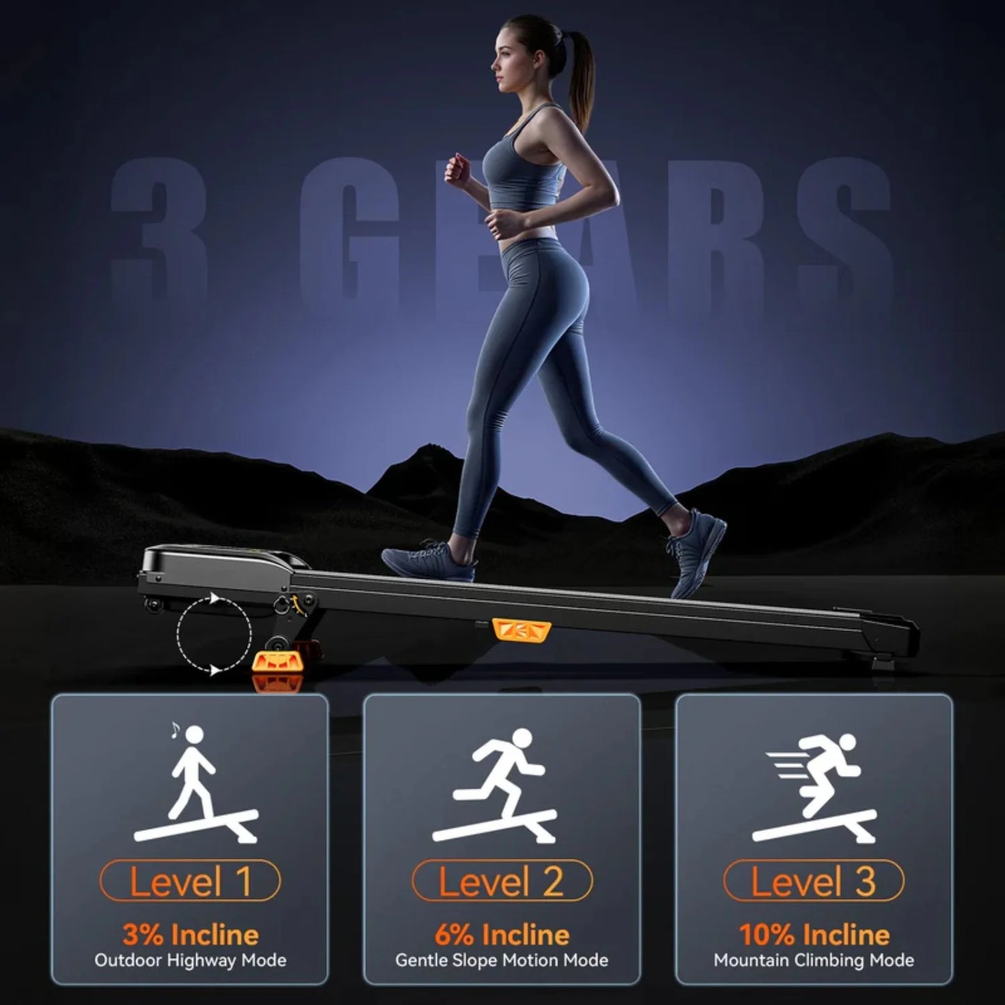 Portable Incline Walking Pad Under Desk Treadmill 330lb Capacity 2.5HP