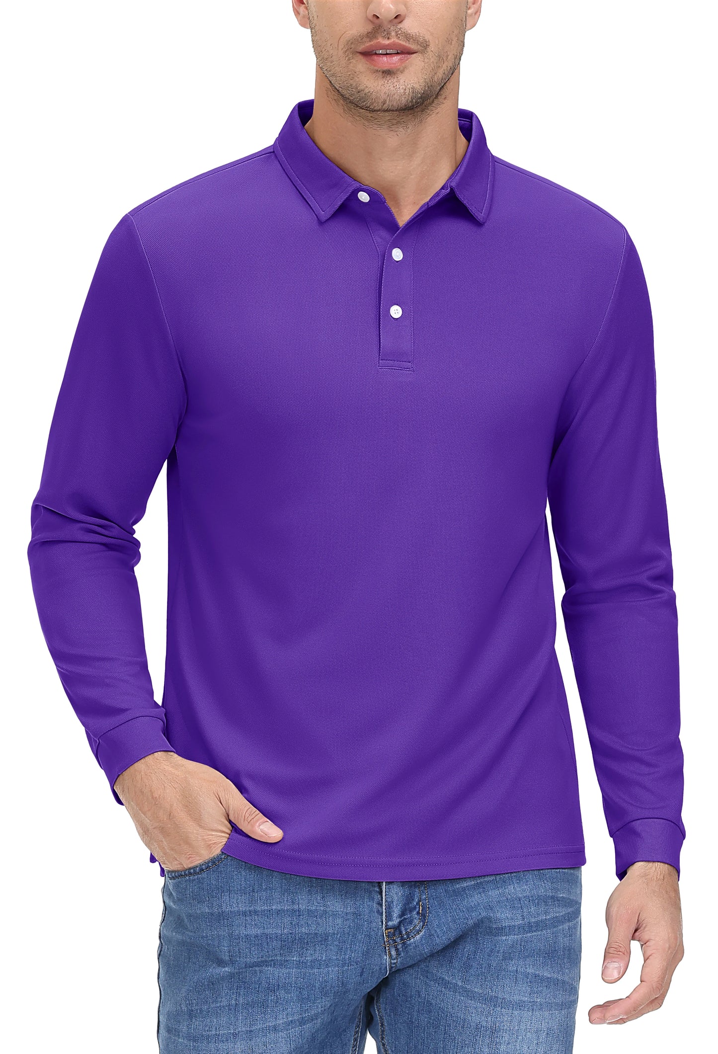 Men's Quick Dry Golf Polo Shirt Breathable Long Sleeve