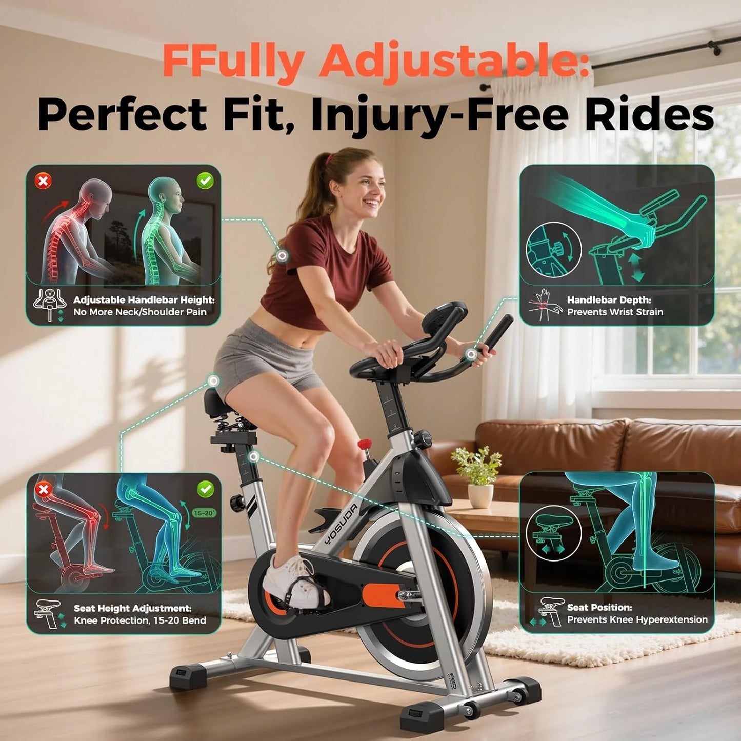 YOSUDA Magnetic Indoor Cycling Bike With Exclusive App And 300 Pounds Capacity