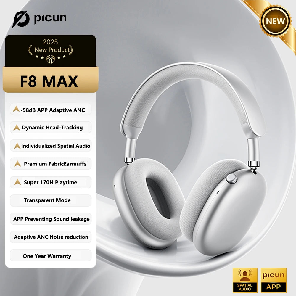 Picun Wireless Headphones With Active Noise Cancellation And Bluetooth Audio