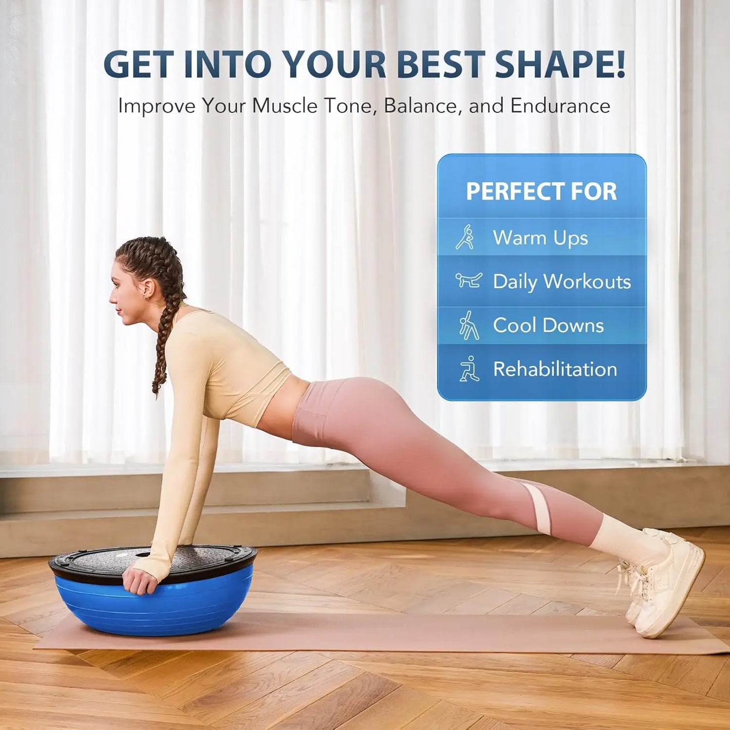 YTYIN Balance Ball Trainer With ResiBands And Foot Pump