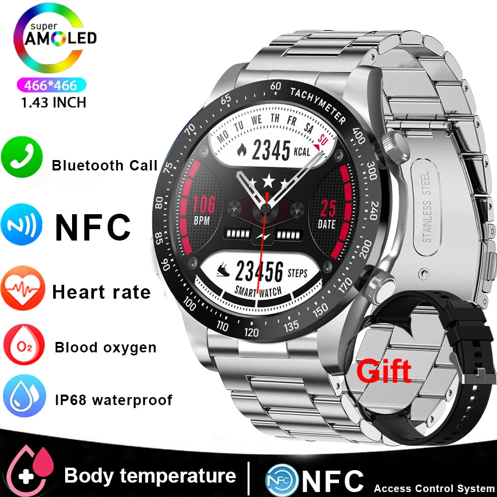 Smart Watch Men AMOLED Bluetooth Fitness Tracker With Heart Rate