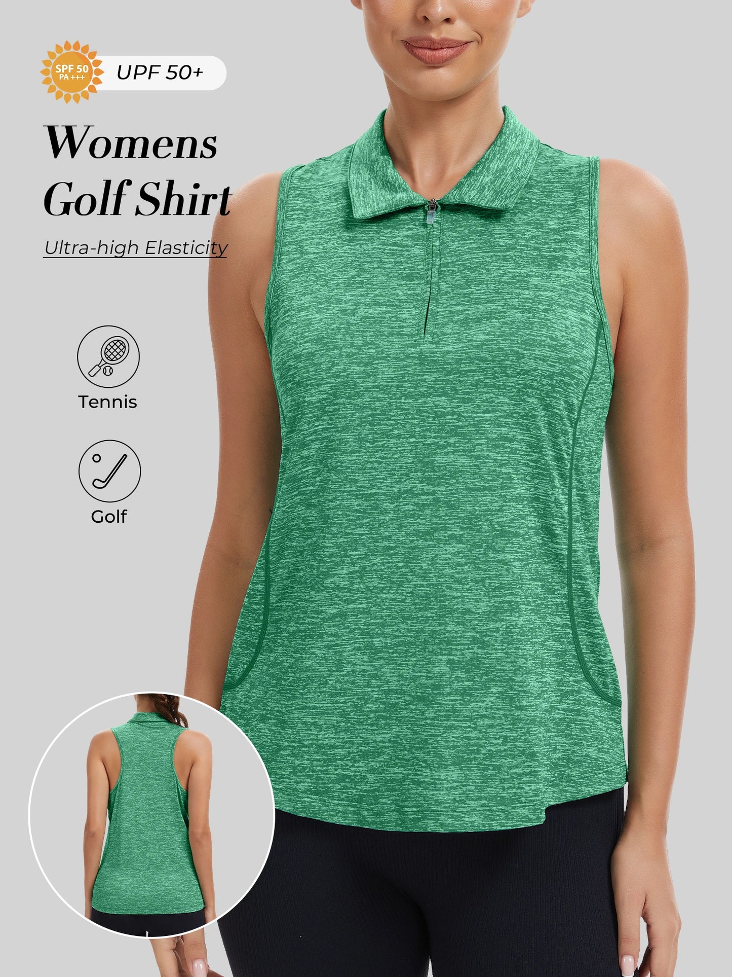 Women's Sleeveless Golf Polo Shirt With Moisture-Wicking Fabric