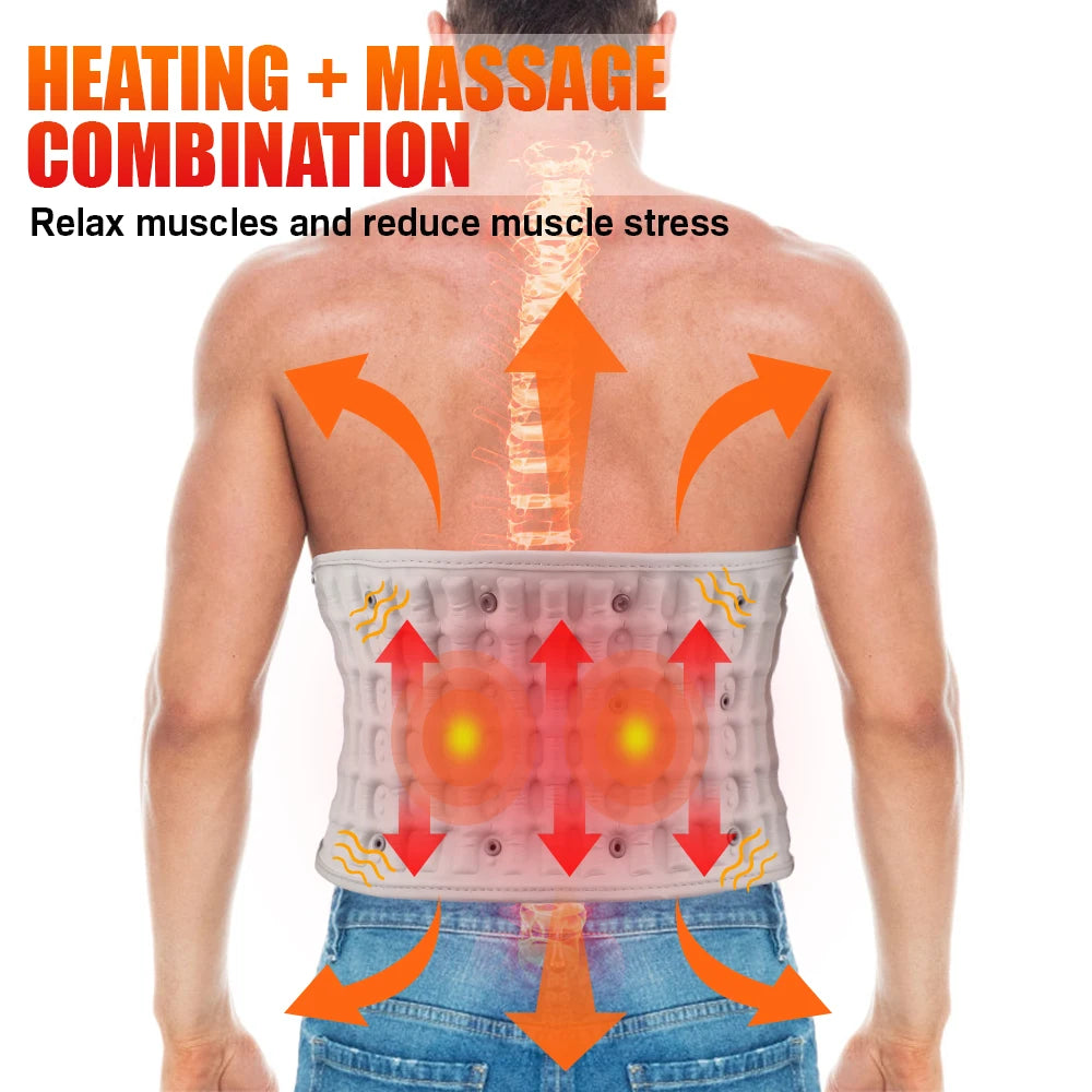 PASTSKY Rechargeable Heated Waist Back Massage Inflatable Lumbar Traction Belt