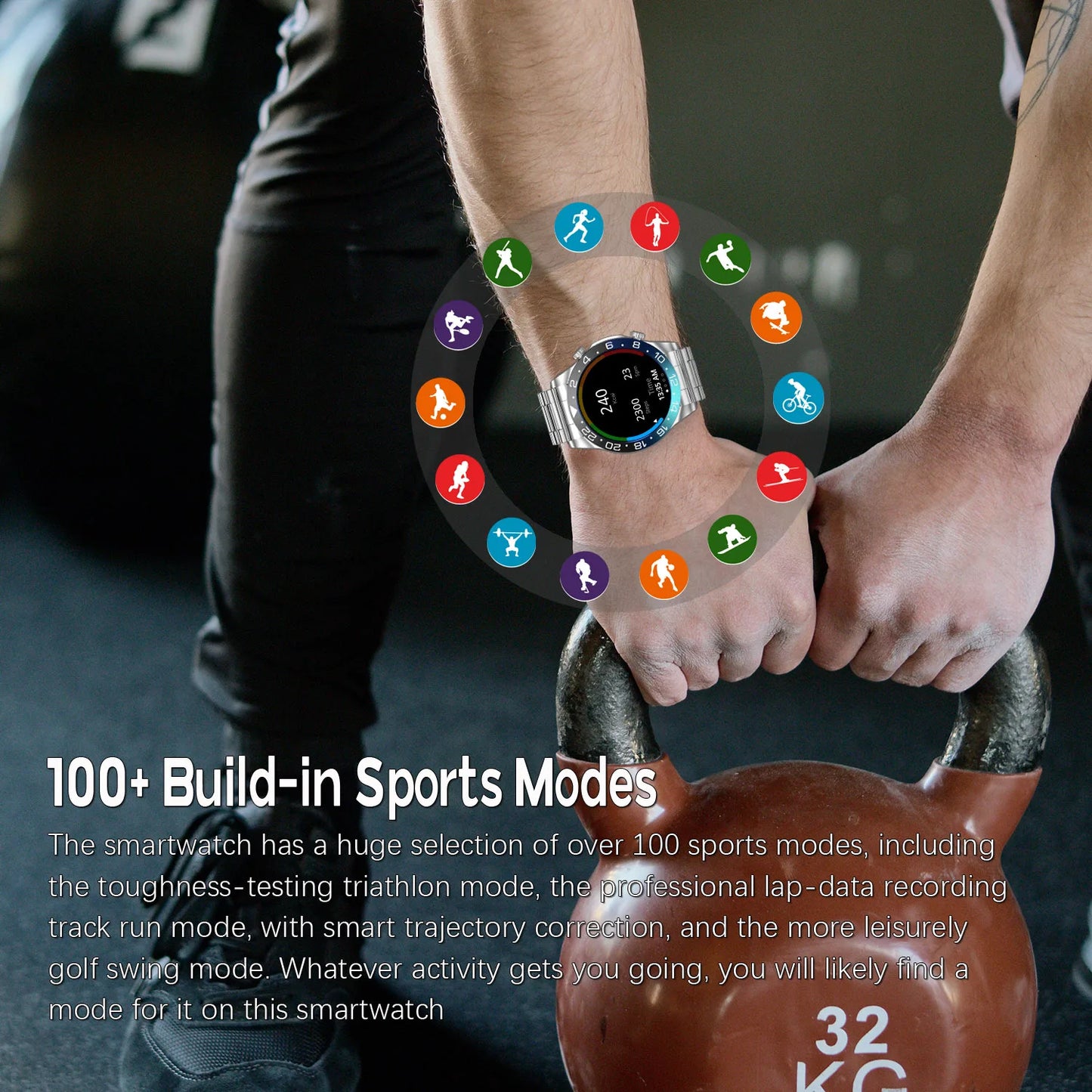 Smart Watch Men AMOLED Bluetooth Fitness Tracker With Heart Rate