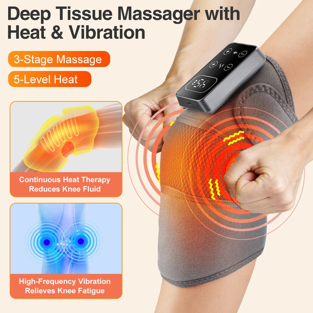 Hailicare Heated Vibration Knee Massager With Hot Compress Therapy