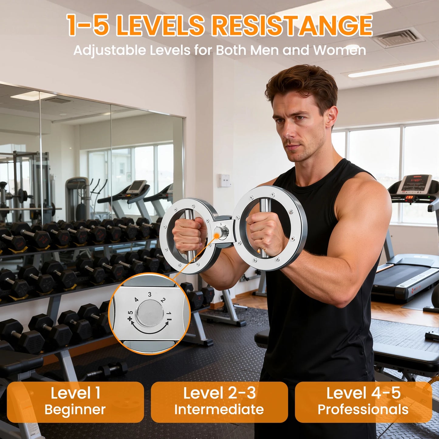 Rotator Forearm Exerciser With Adjustable 8 To 15 Lbs Resistance