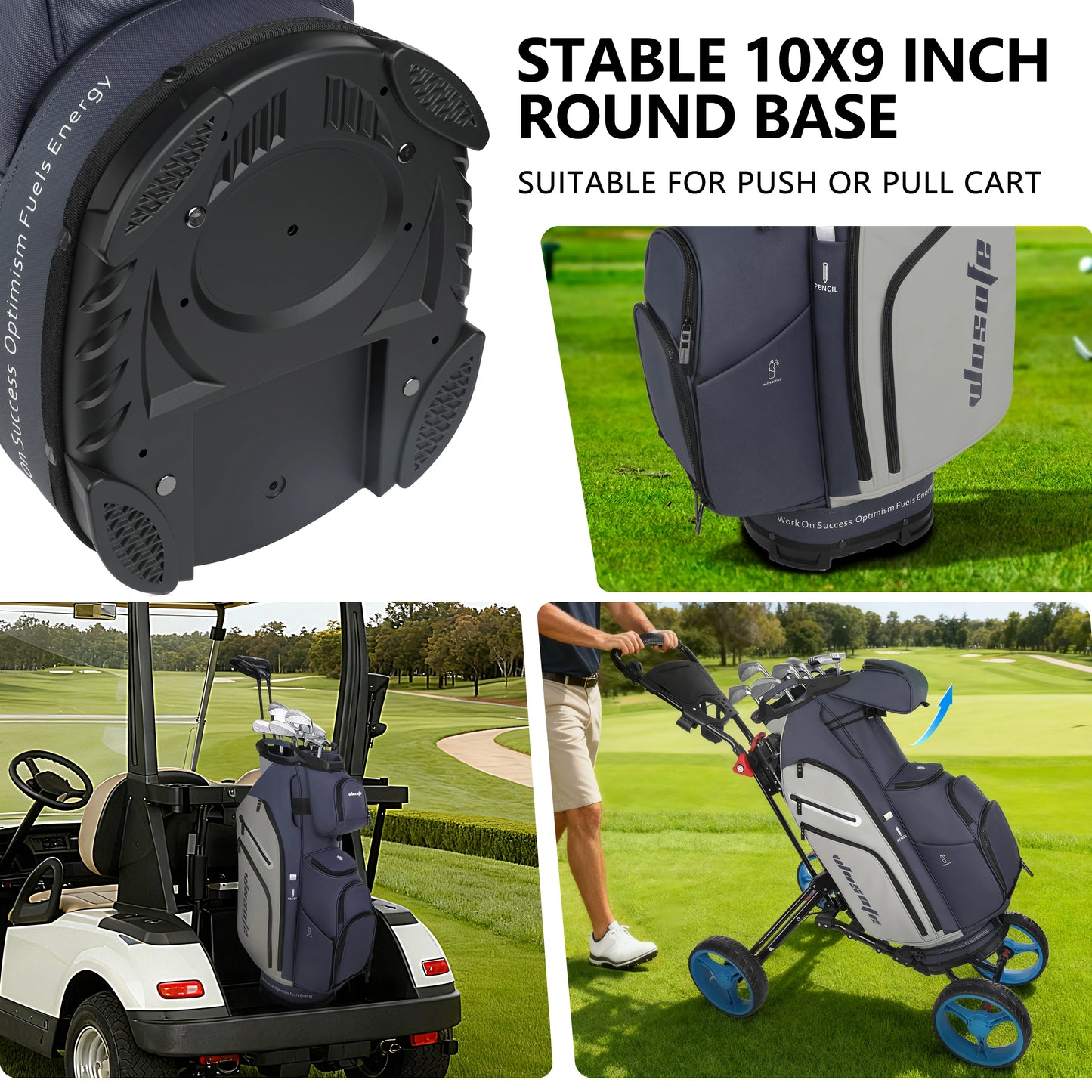 PU Leather Lightweight Men Women Blue White Black Green Golf Bag,Multiple 10 Pockets 14-Way Dividers Cooler Pouch Golf Cart Bag