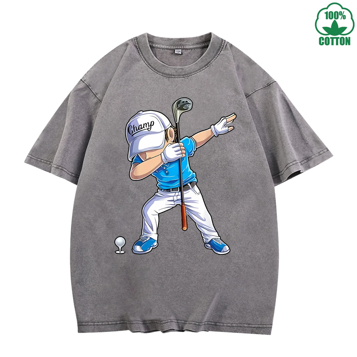 Play Golf Printed Cotton Short Sleeve T Shirt With Abstract Pattern